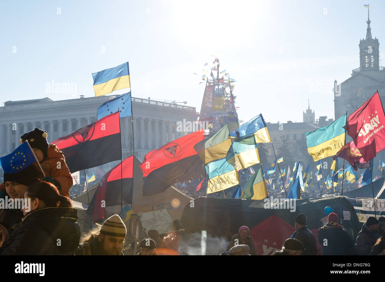 Continuous mass protest in the Ukrainian capital Stock Photo