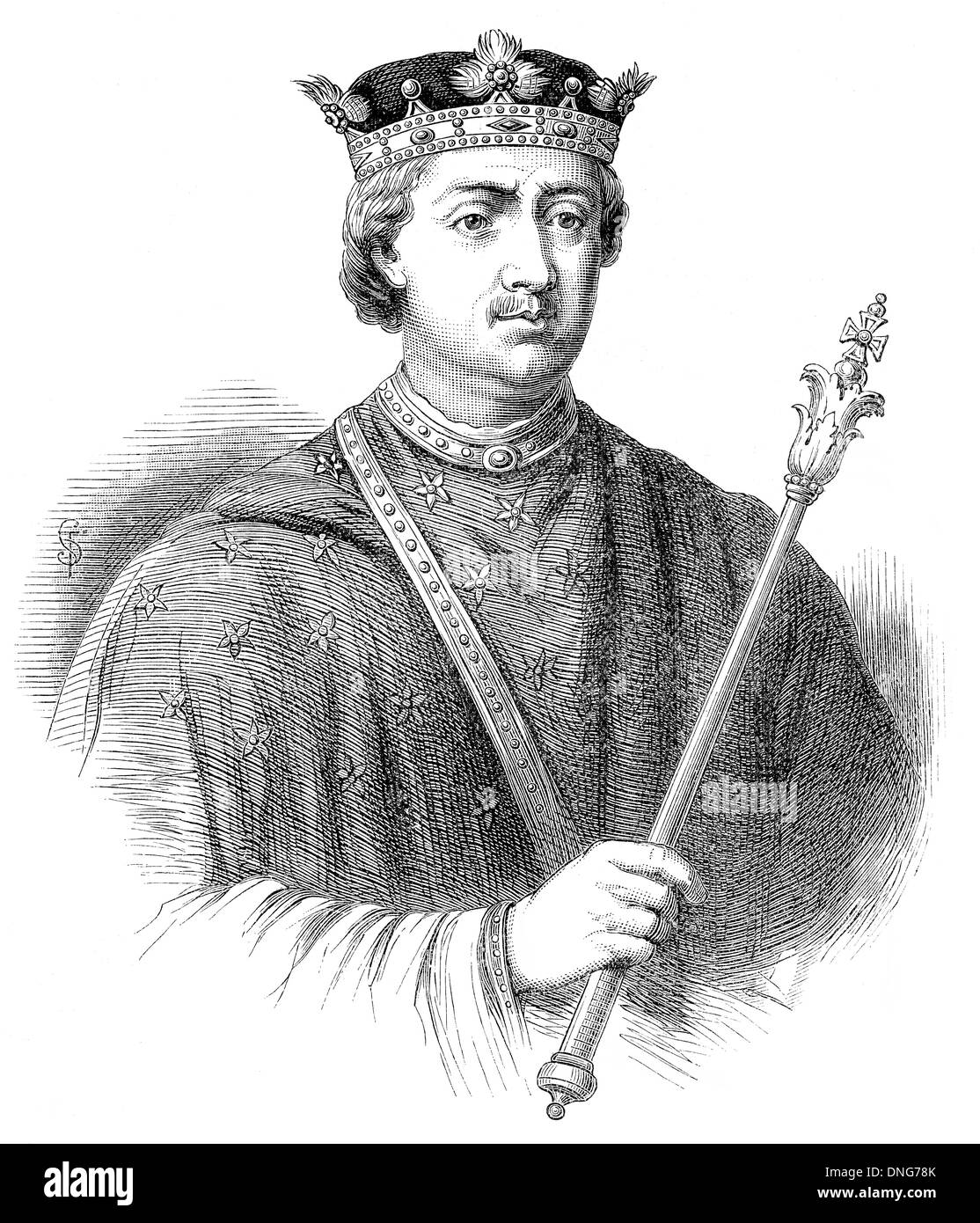 Henry II, or Henry Curtmantle, Henry FitzEmpress or Henry Plantagenet, 1133 - 1189, Count of Anjou, Count of Maine, Duke of Norm Stock Photo