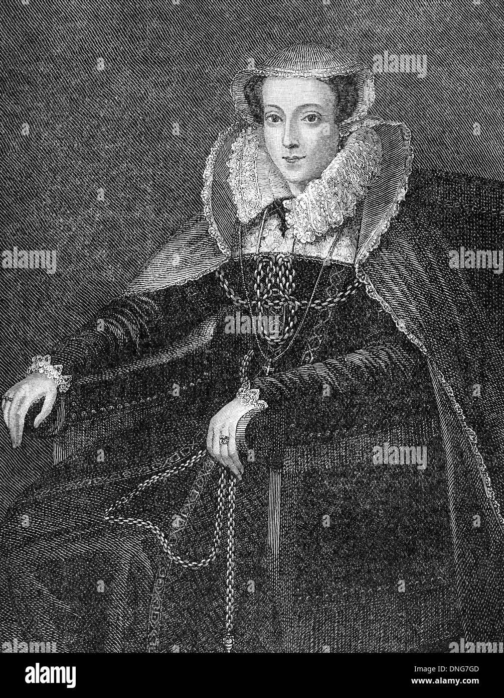 Portrait of Mary Stuart or Mary I. 1542 - 1587, Queen of Scotland and France, Stock Photo