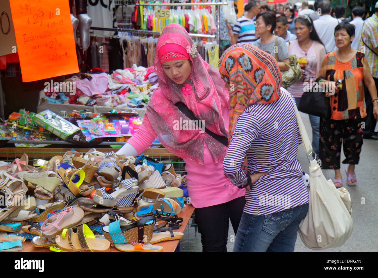 Hong Kong China,HK,Asia,Chinese,Oriental,Island,North Point,Marble Street Market,shopping shopper shoppers shop shops markets marketplace buying selli Stock Photo