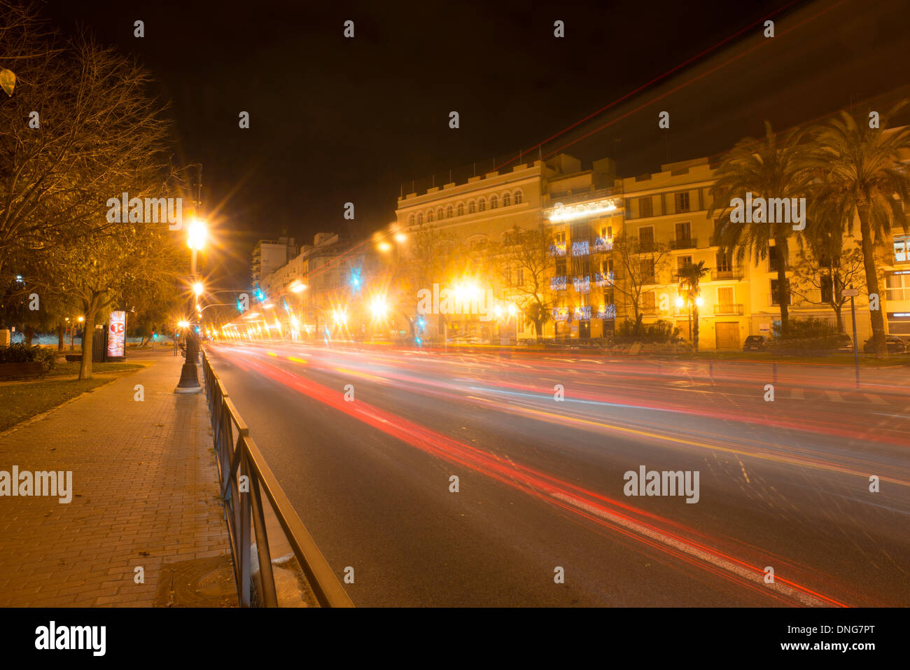 Traffic lights around in the centre of Valencia, Spain, Europe Stock Photo