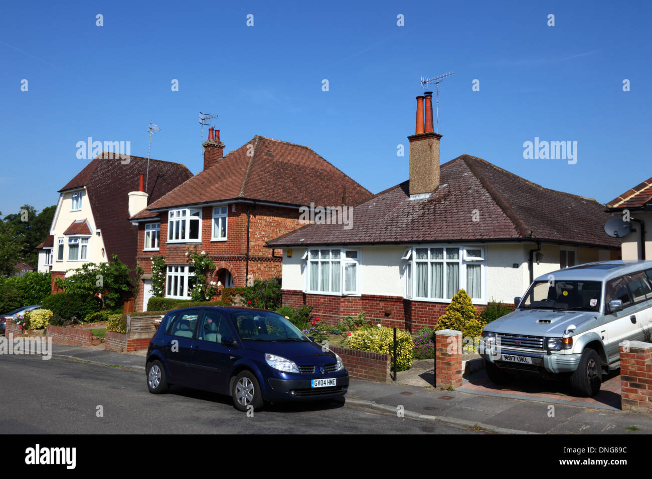 1930s period mixed style houses on residential estate, Southborough , Tunbridge Wells , Kent , England Stock Photo