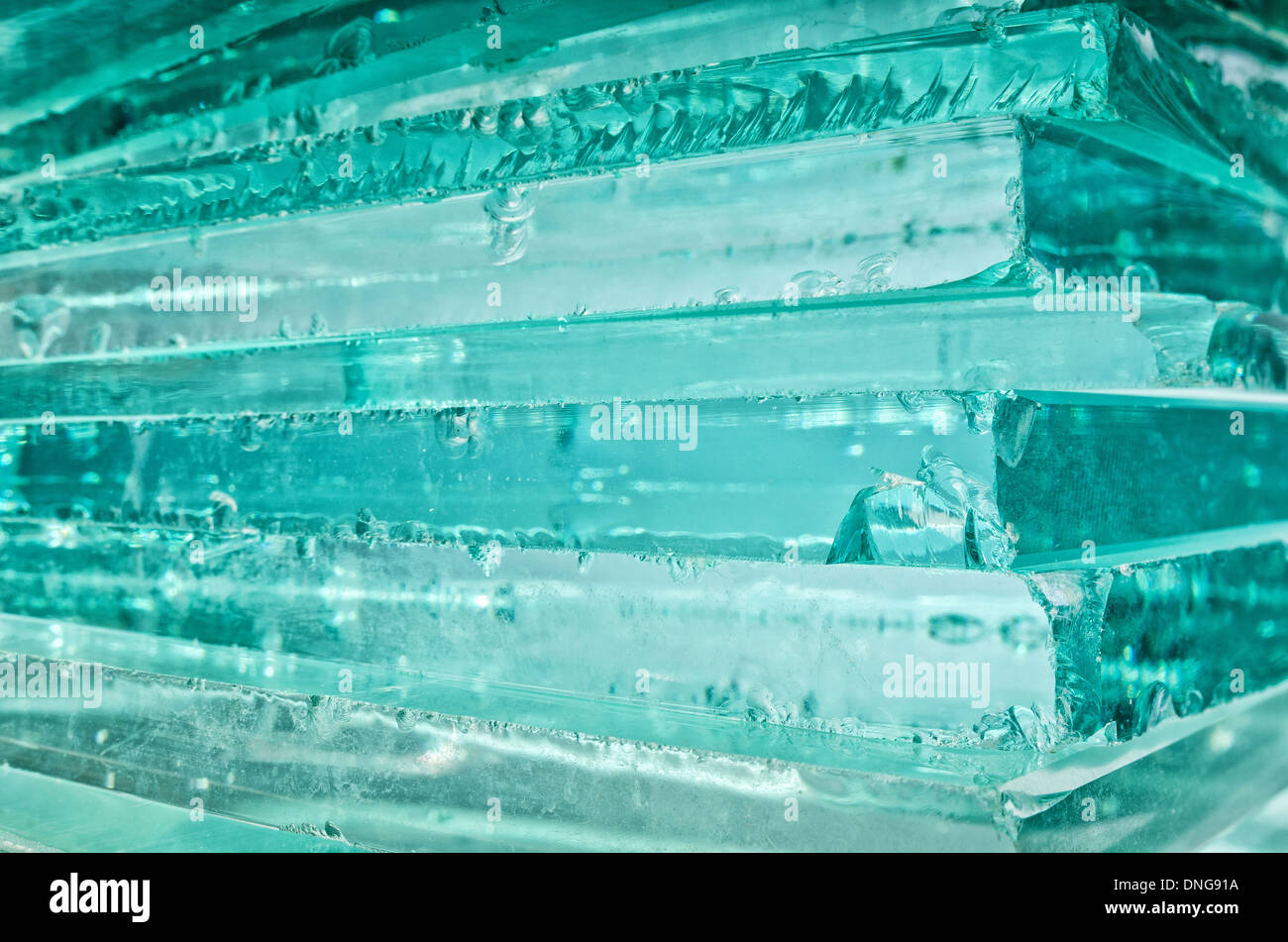 Sharp dangerous edge of plate glass internal reflection brings out