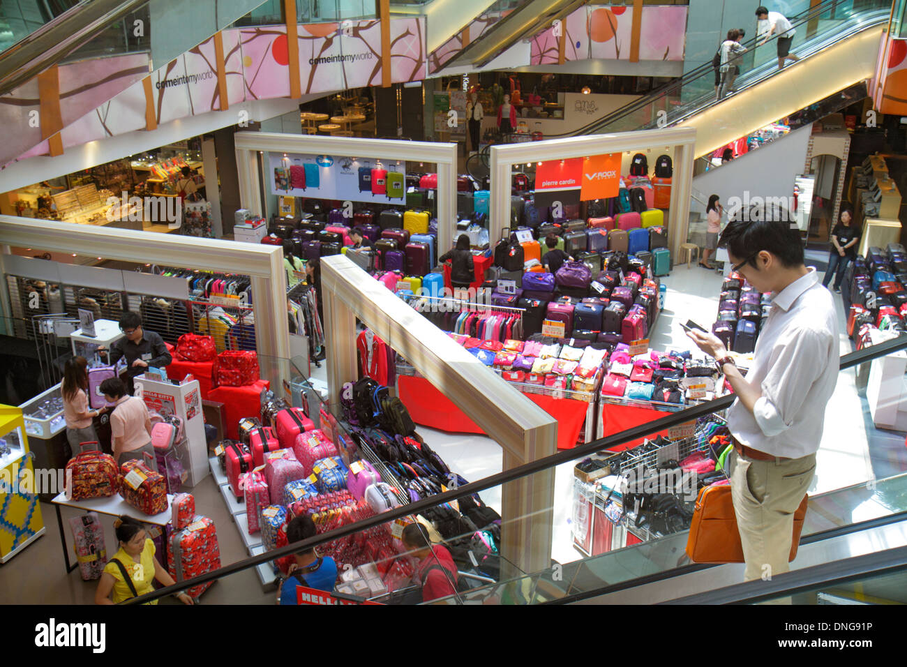 Hong Kong China,HK,Chinese,Kowloon,Tsim Sha Tsui,Sogo Department Store,escalator,overhead view,shopping shopper shoppers shop shops market markets mar Stock Photo