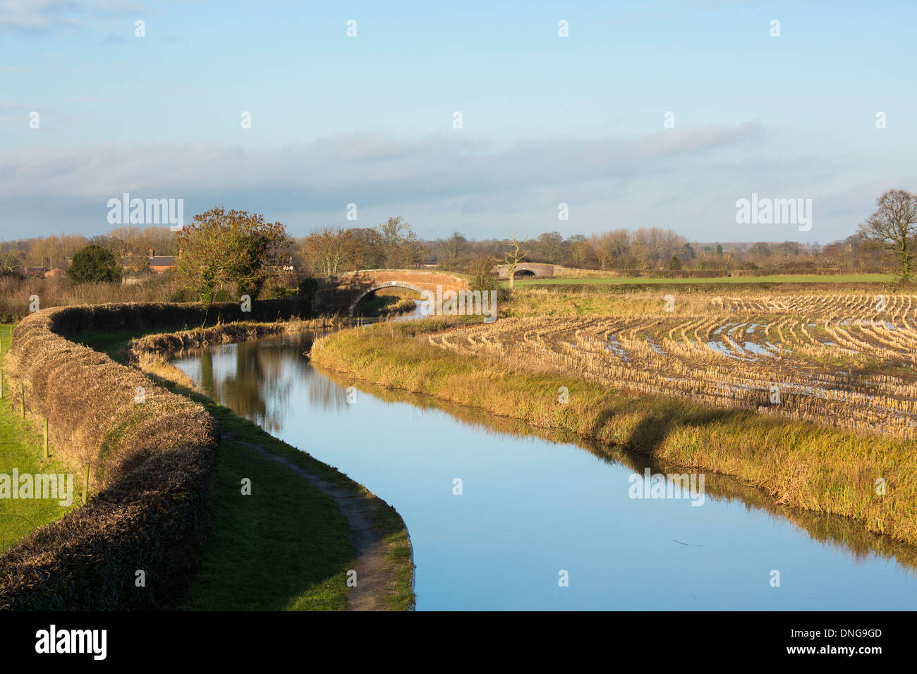 The winding Ashby de la Zouch canal in Congerstone, Leicestershire. Stock Photo