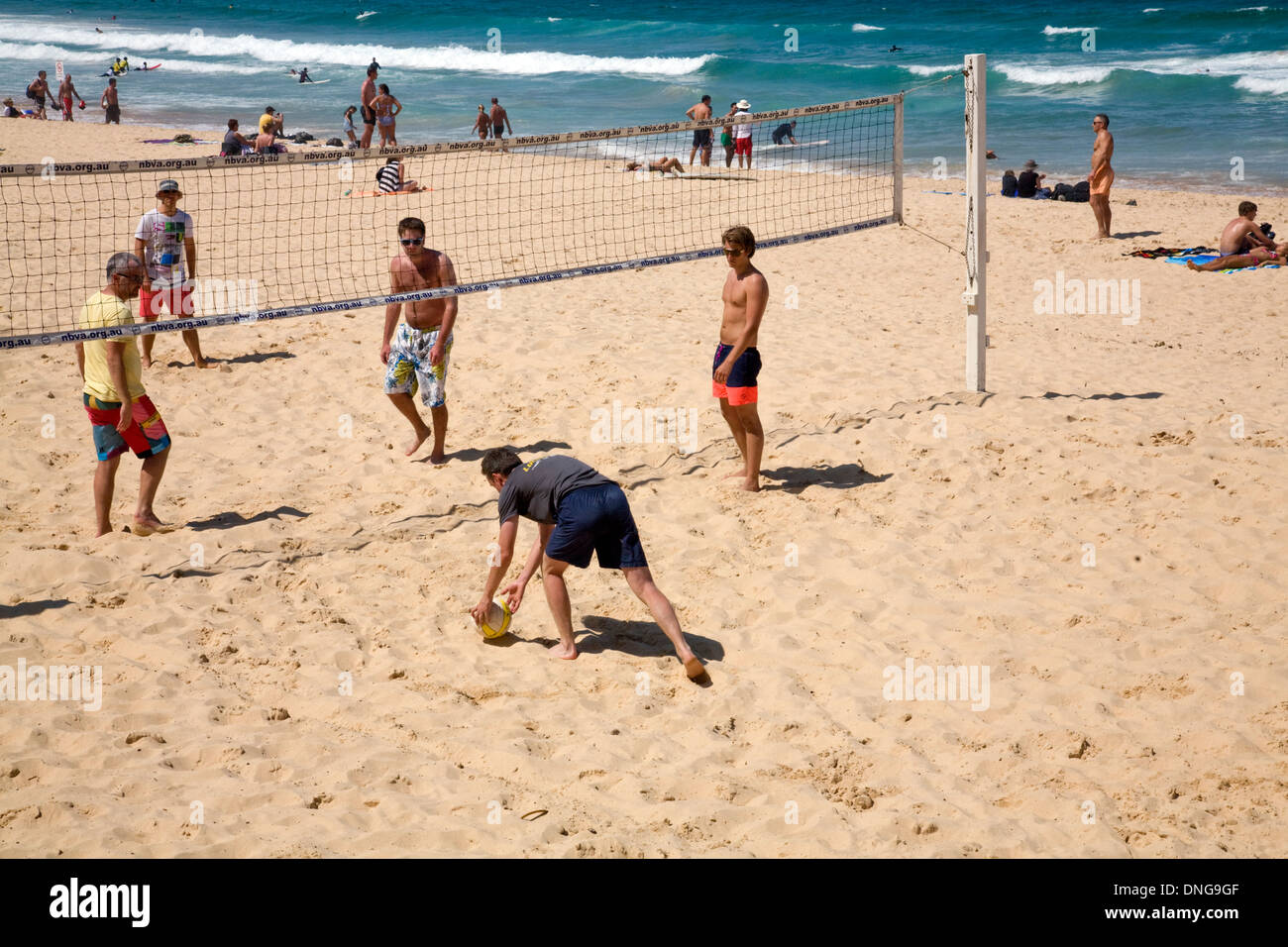 playing volleyball on Manly beach in sydney,australia Stock Photo
