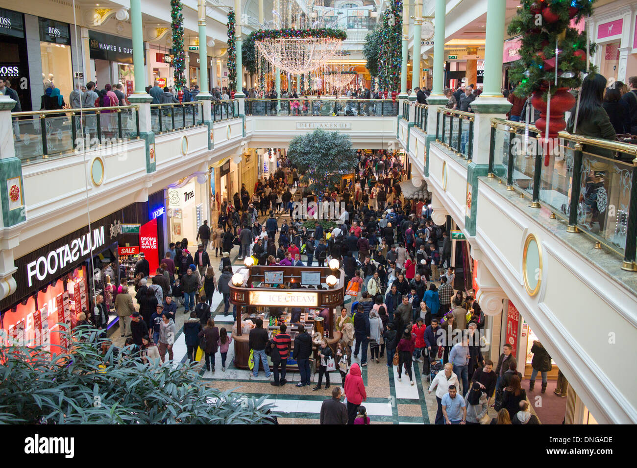 Inside the Intu Trafford Centre indoor shopping complex in Dumplington, Greater Manchester, England Stock Photo