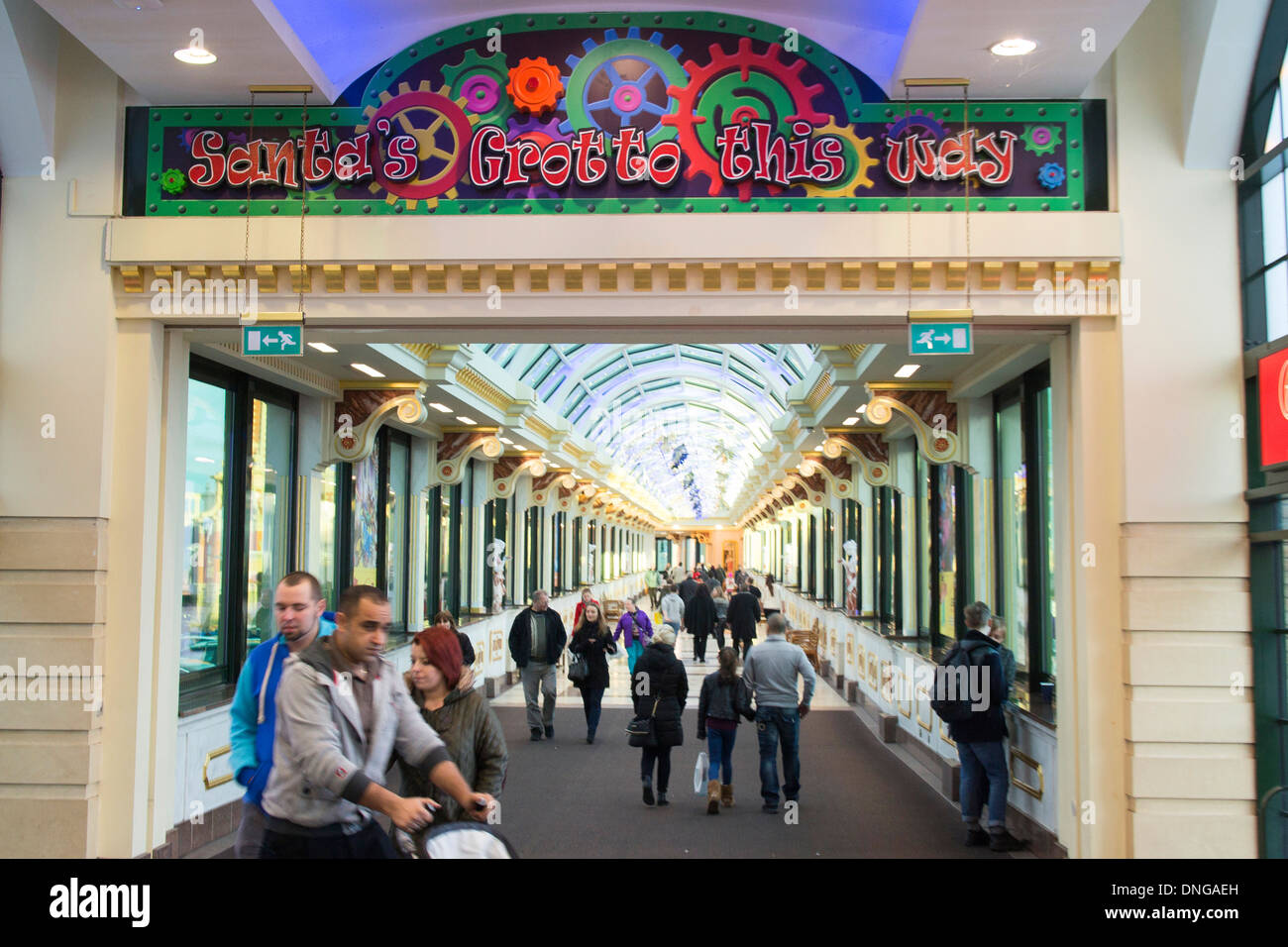 Entrance to the Intu Trafford Centre indoor shopping complex in Dumplington, Greater Manchester, England Stock Photo