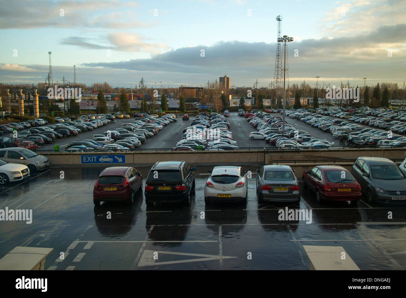 Car park at the Intu Trafford Centre indoor shopping complex in