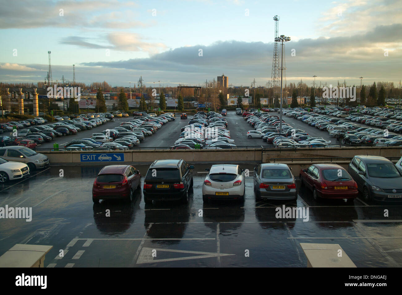 Car park at the Intu Trafford Centre indoor shopping complex in Dumplington, Greater Manchester, England Stock Photo