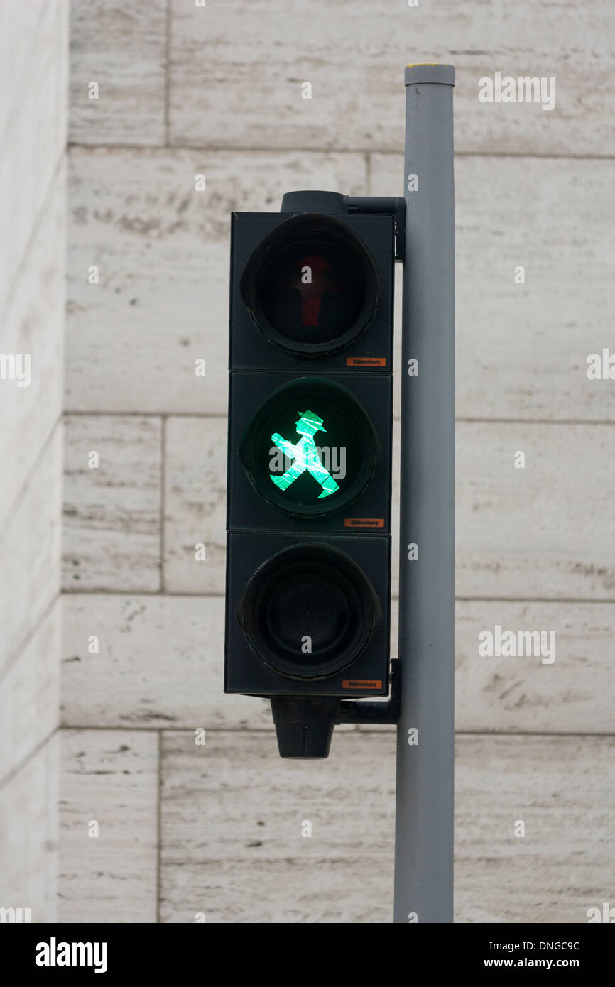 The traffic lights for pedestrians in the streets of Berlin. Germany. Stock Photo