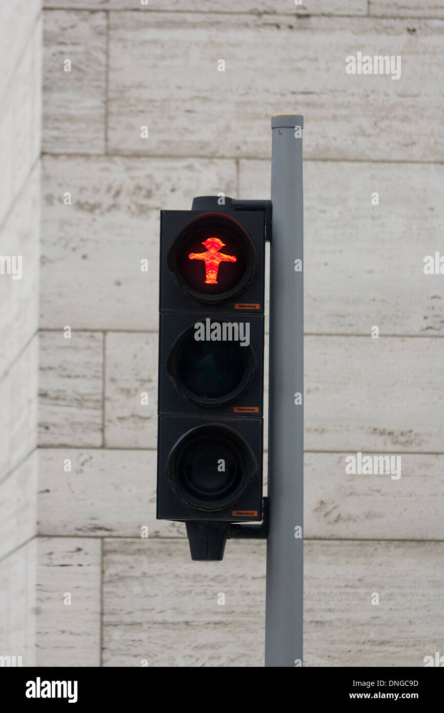 The traffic lights for pedestrians in the streets of Berlin. Germany. Stock Photo