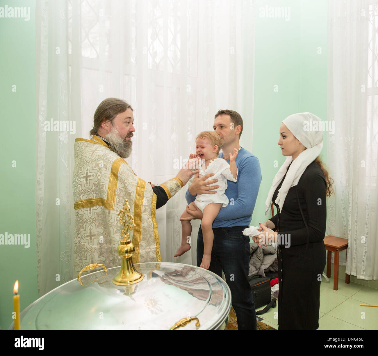 ALMATY KAZAKHSTAN - DECEMBER 17: Christening ceremony on December 17 ...