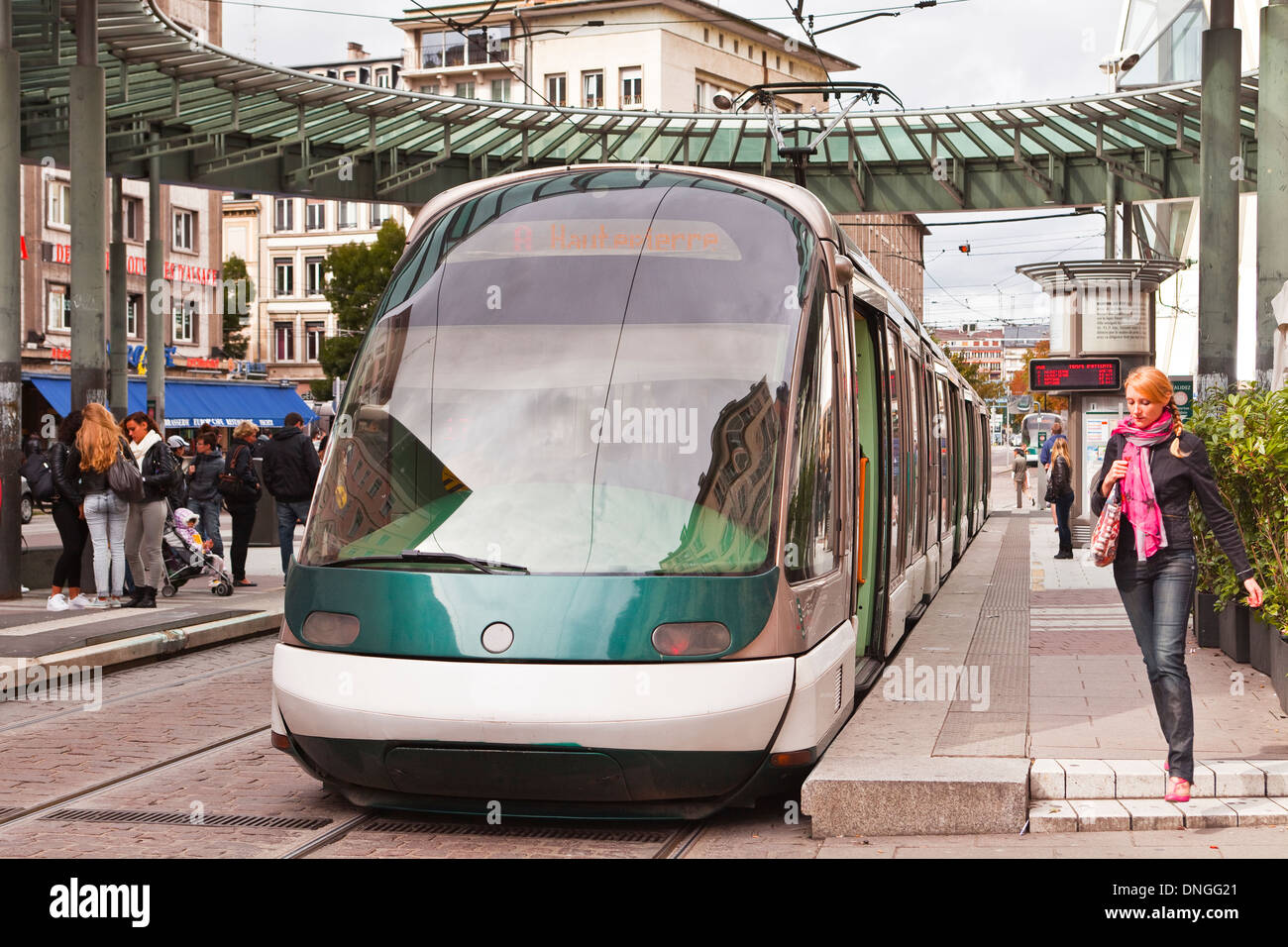 The tram system in Strasbourg. Stock Photo