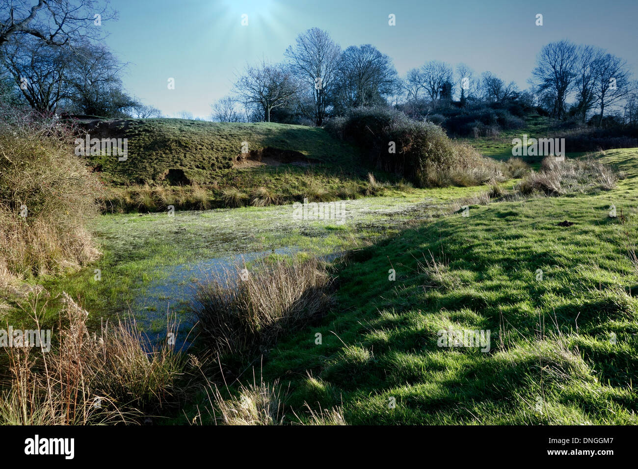 Moat at Mileham Castle Norfolk England UK Stock Photo Alamy