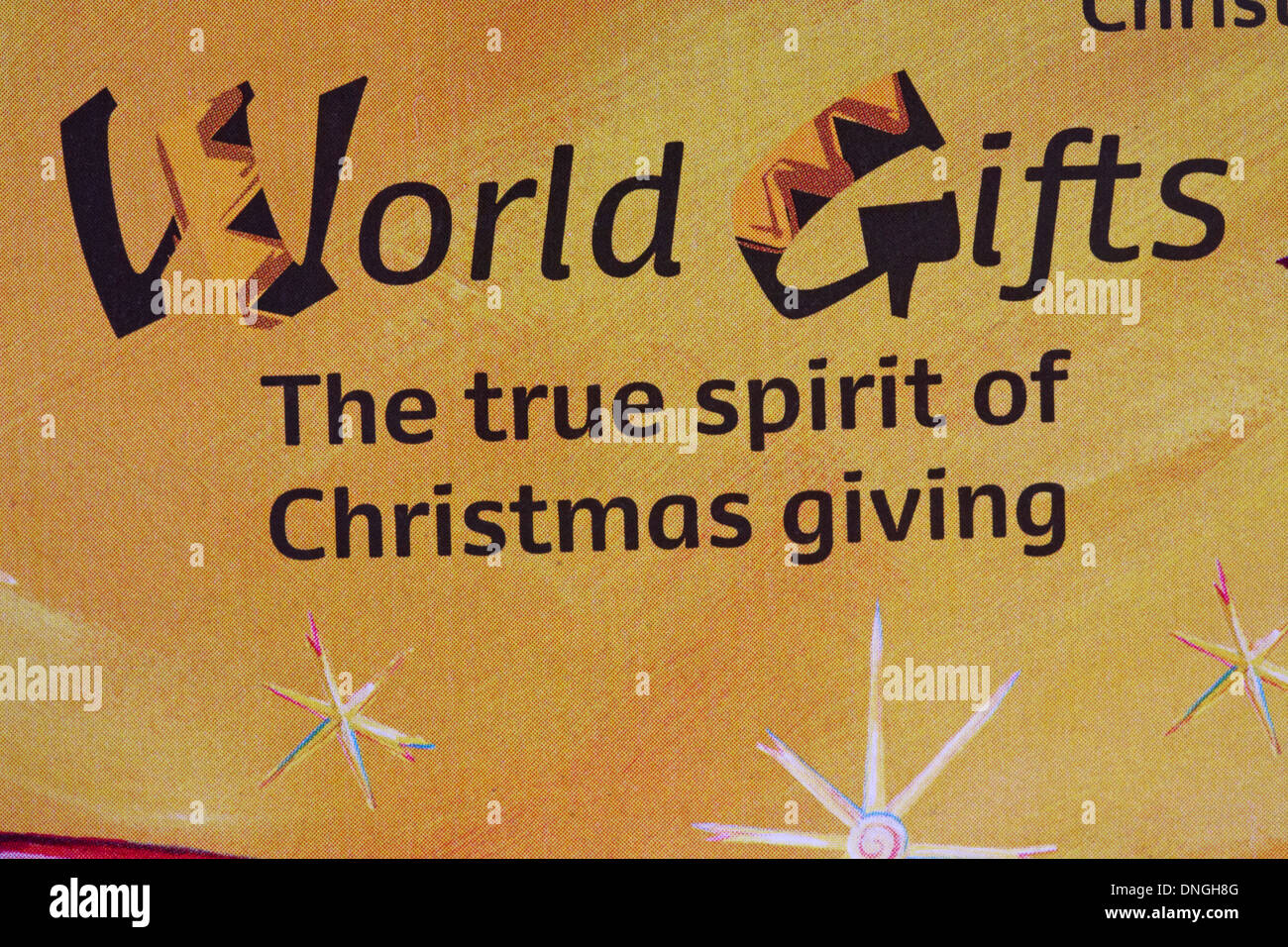 World Gifts the true spirit of Christmas giving - detail on CAFOD envelope Stock Photo
