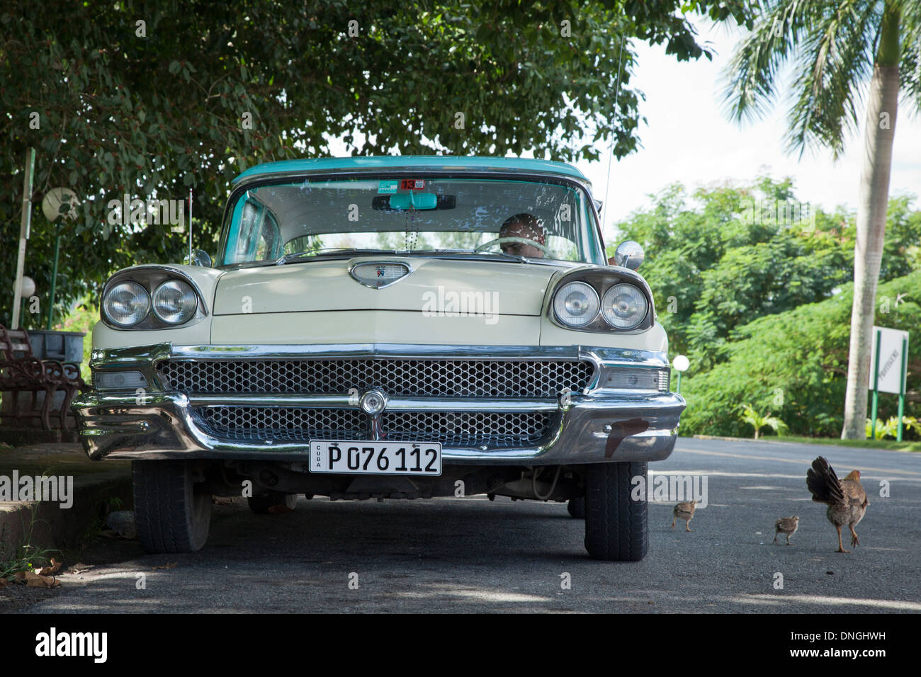 Old vintage car in Cuba Stock Photo