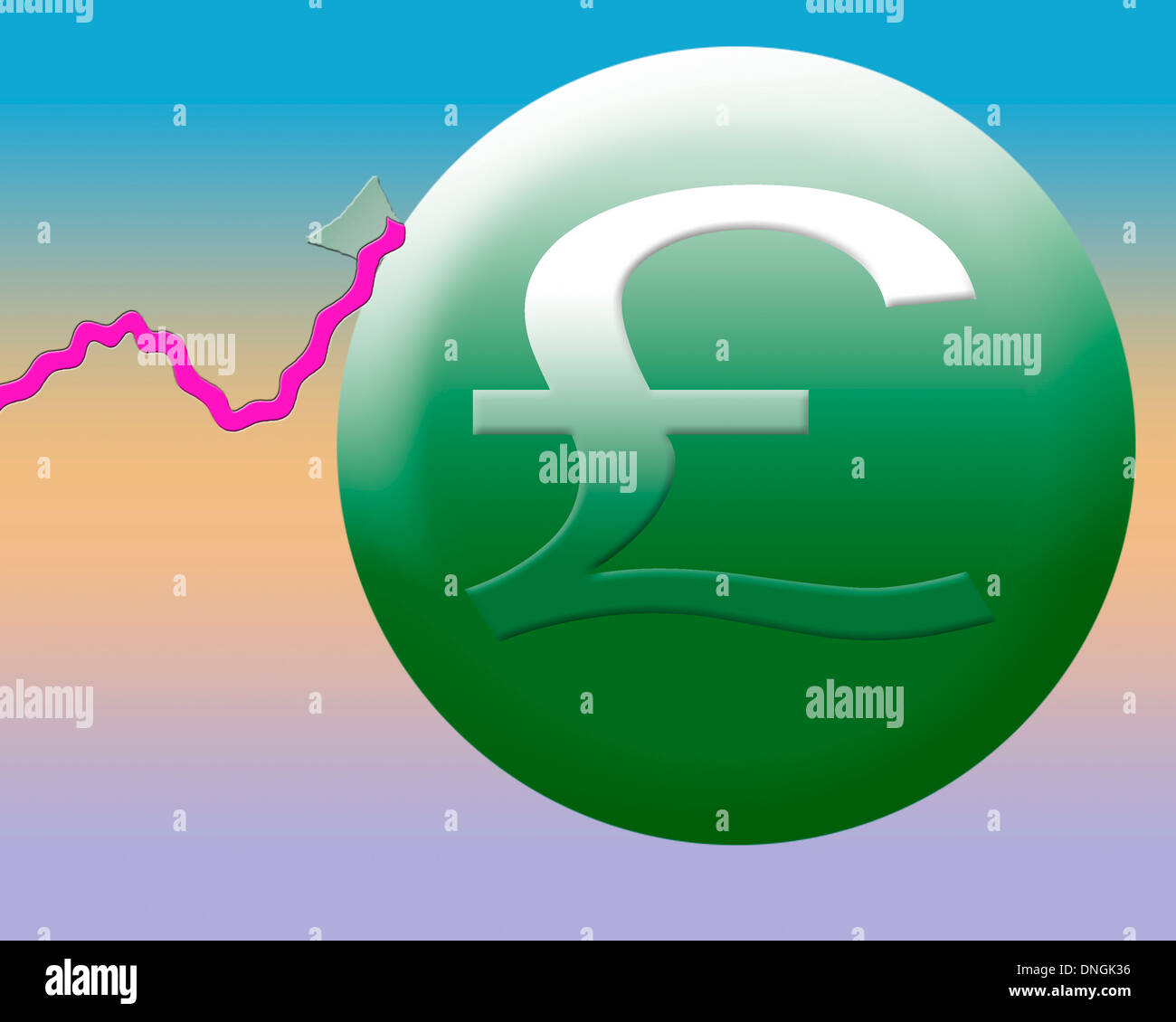 A stylized balloon illustrating British Pound Inflation Stock Photo