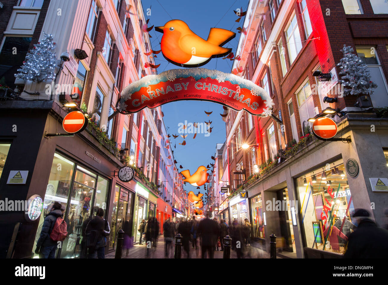 Carnaby Street decorated for Christmas, London, United Kingdom Stock Photo