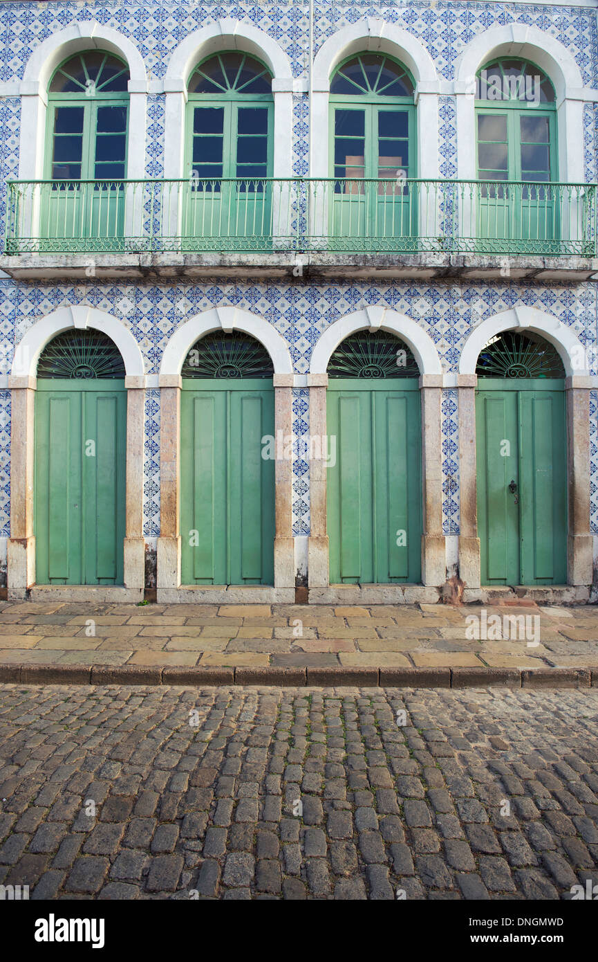 Traditional Portuguese colonial architecture color and azulejos style