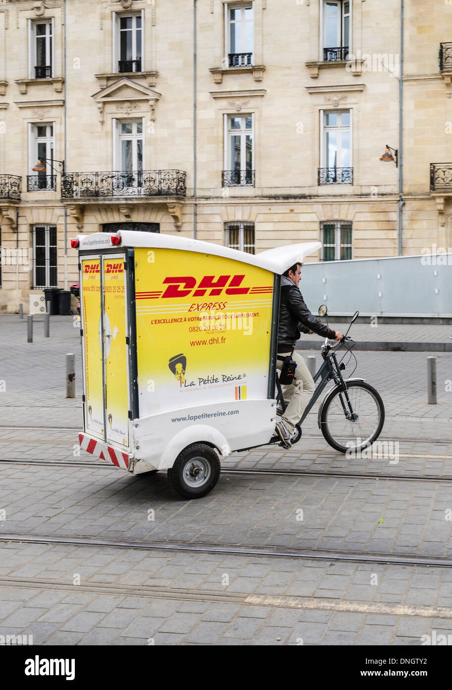 DHL bicycle delivery transport in the city centre of Bordeaux, France Stock  Photo - Alamy