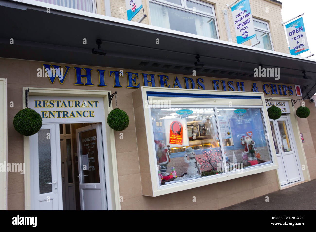 Whiteheads Fish and Chip shop and restaurant Hornsea East Yorkshire England 2013 Stock Photo