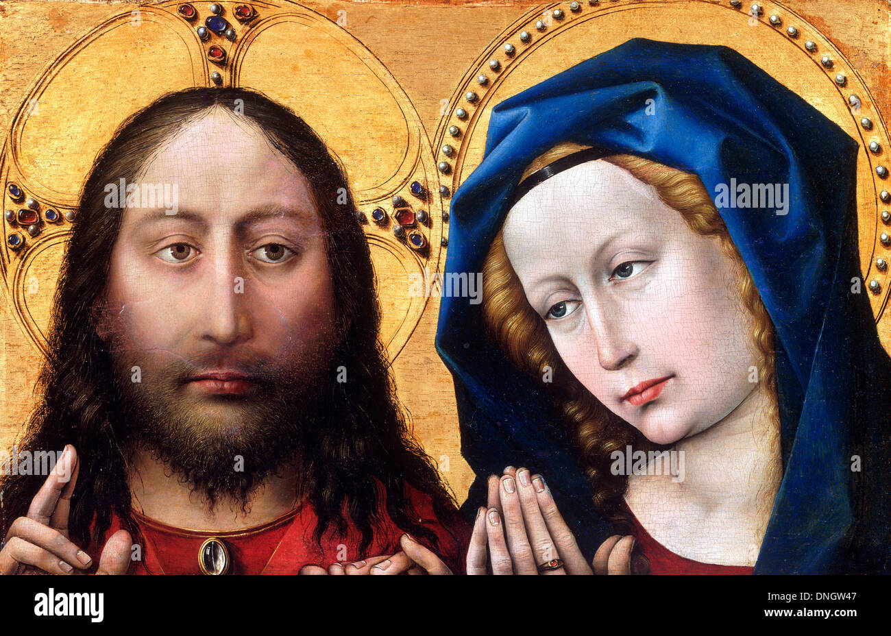 Robert Campin, the Master of Flémalle - Christ and the Virgin. 1430-35 Oil gold on panel Philadelphia Museum of Art Pennsylvania Stock Photo