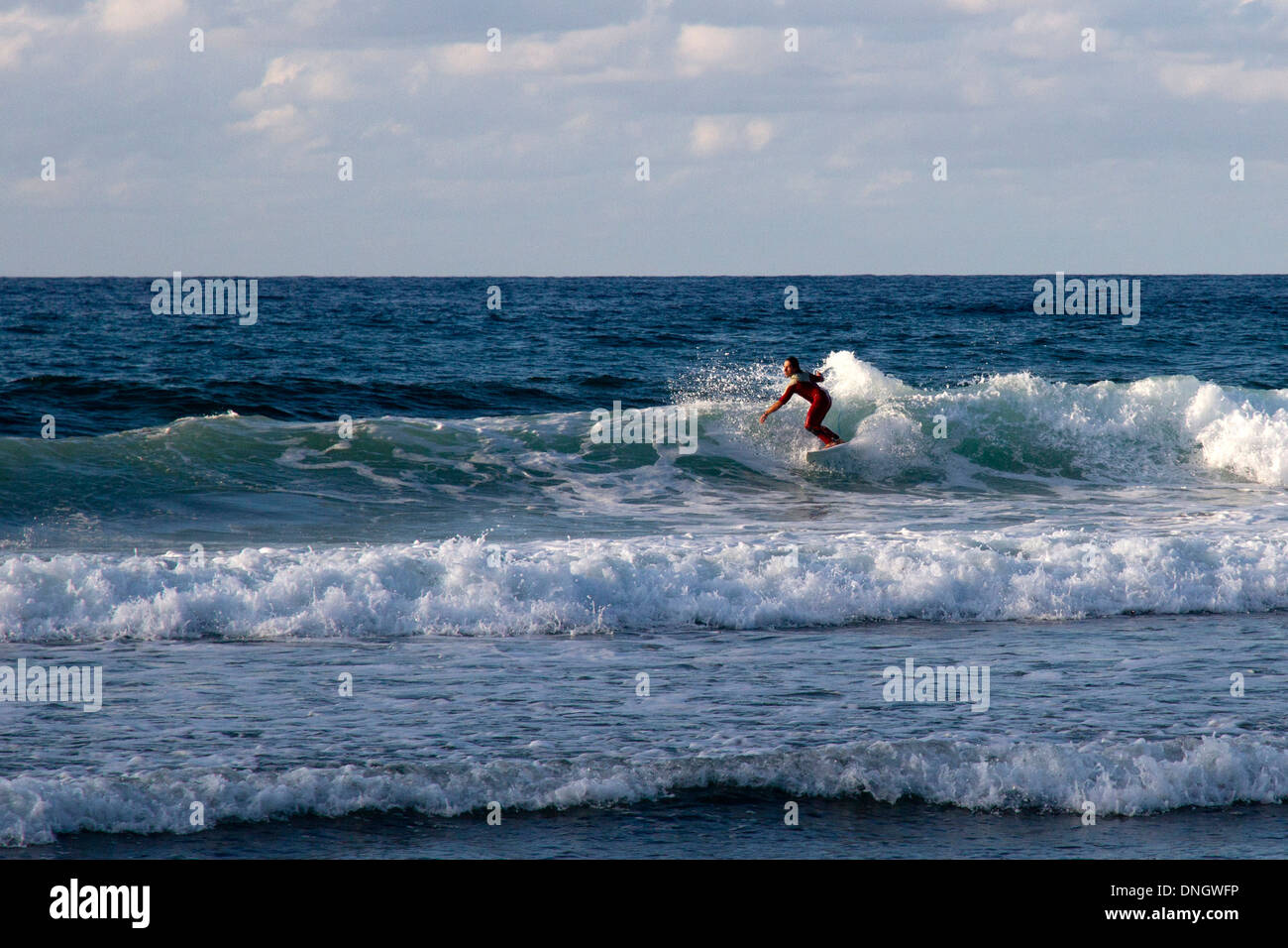 Surfing ocean Bakio beach Basque Country Cantábrico Cantabrian Sea beach Spain Stock Photo