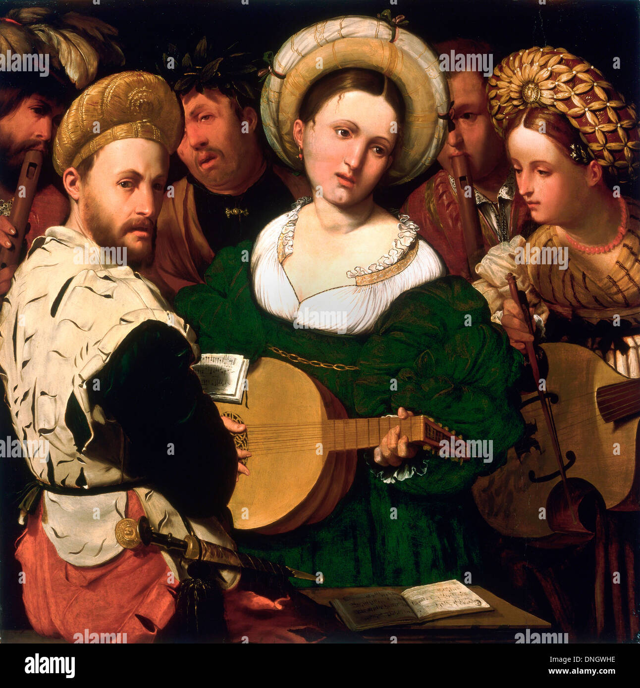 Callisto Piazza, Musical Group. Circa 1520. Oil on panel. Philadelphia Museum of Art, Philadelphia, USA. Stock Photo