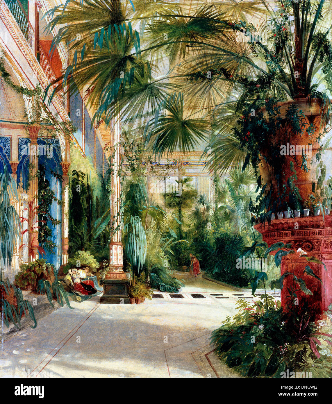 Carl Blechen, The Interior of the Palm House 1832 Oil on canvas. Alte Nationalgalerie, Berlin, Germany. Stock Photo