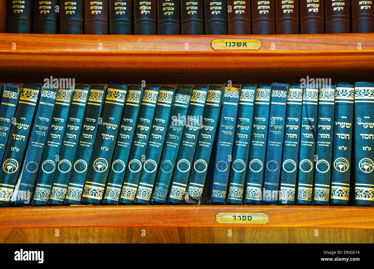 Shelves with Torah at the Western Wall in Jerusalem. Stock Photo