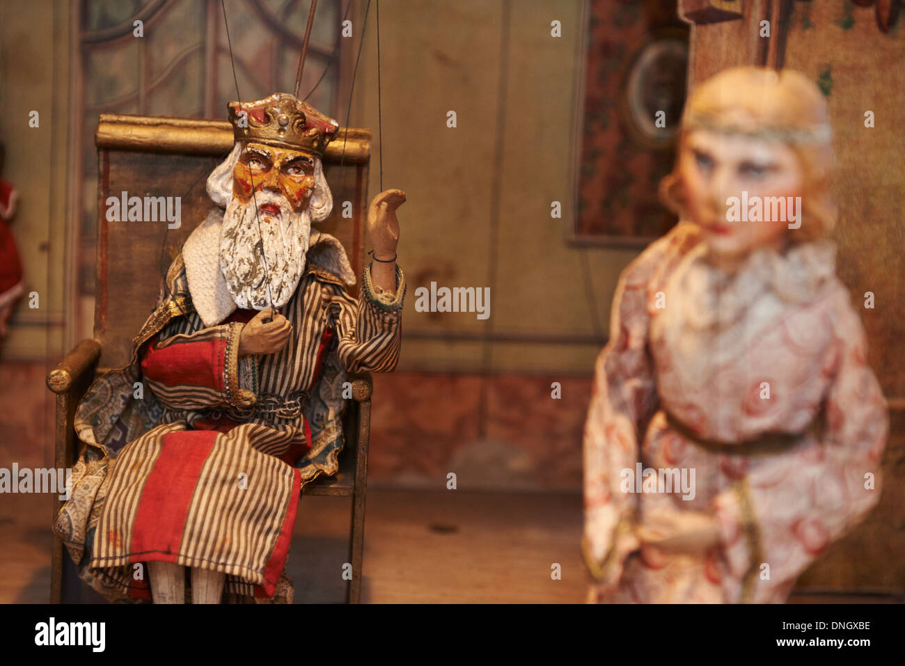 Vintage puppet theater - show - King and Princess Stock Photo