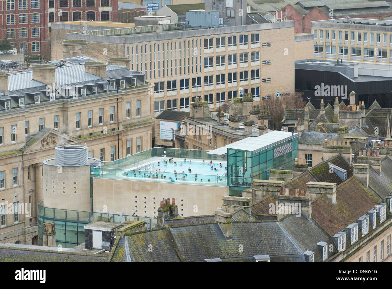 Aerial view Bath roof tops Bath Spa pool Stock Photo Alamy