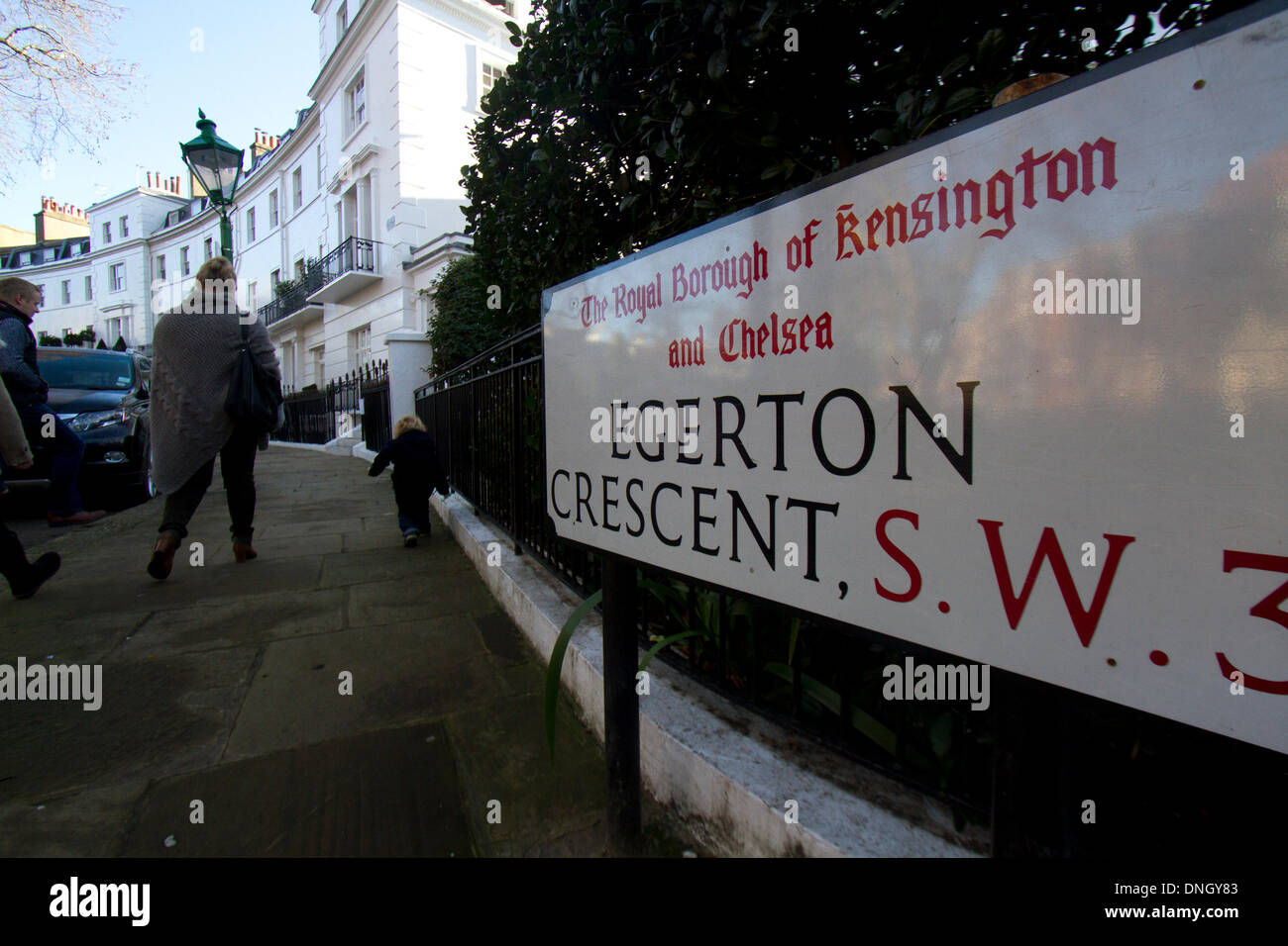 Kensington London, UK. 29th December 2013. Egerton Crescent in the