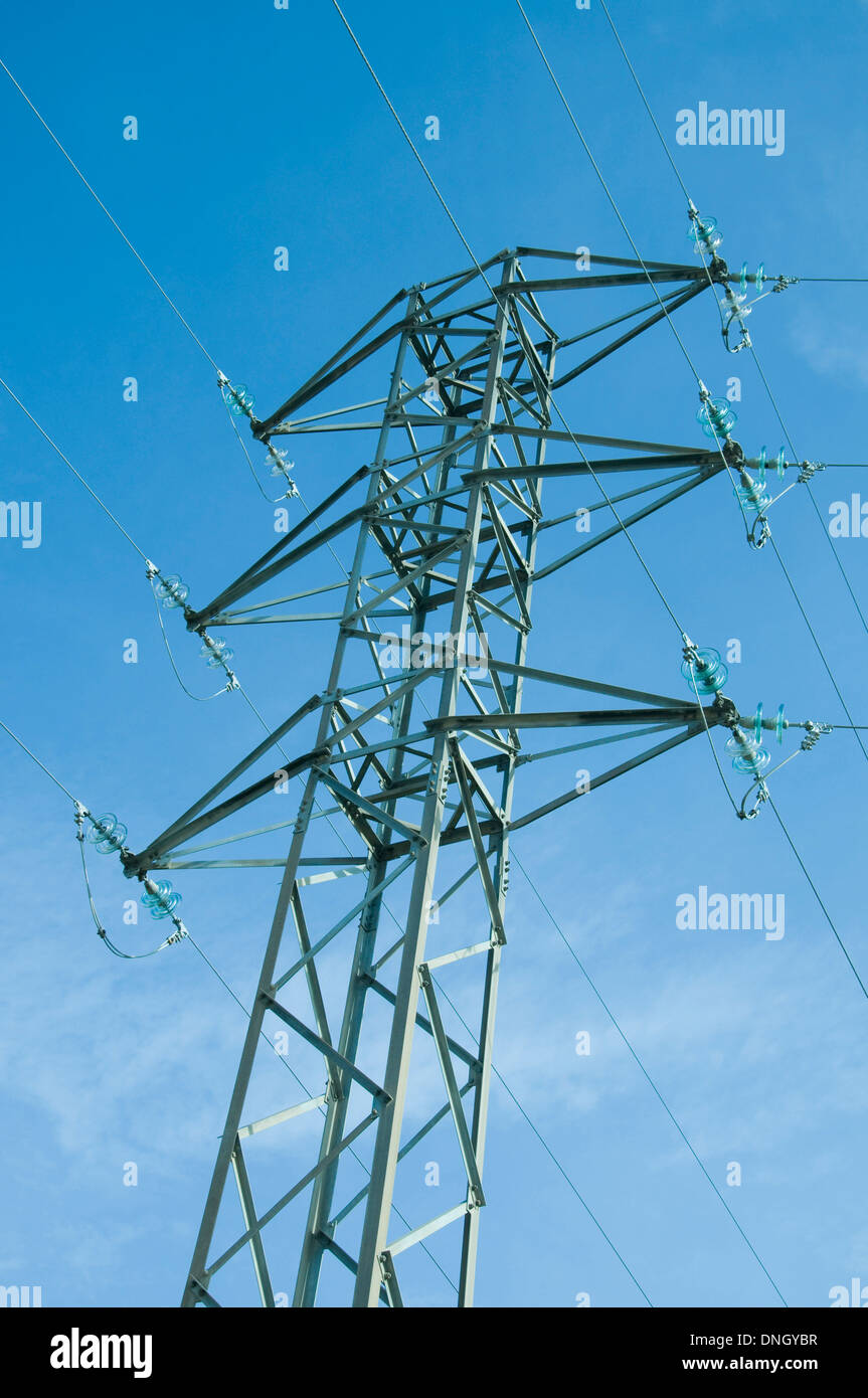 A high voltage tower for the electric supply Stock Photo