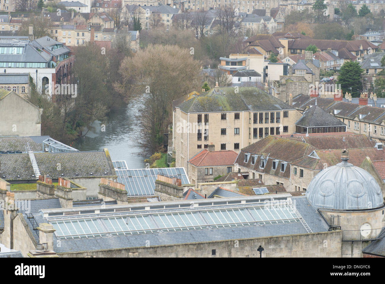 View river Avon Bath city roof tops Stock Photo
