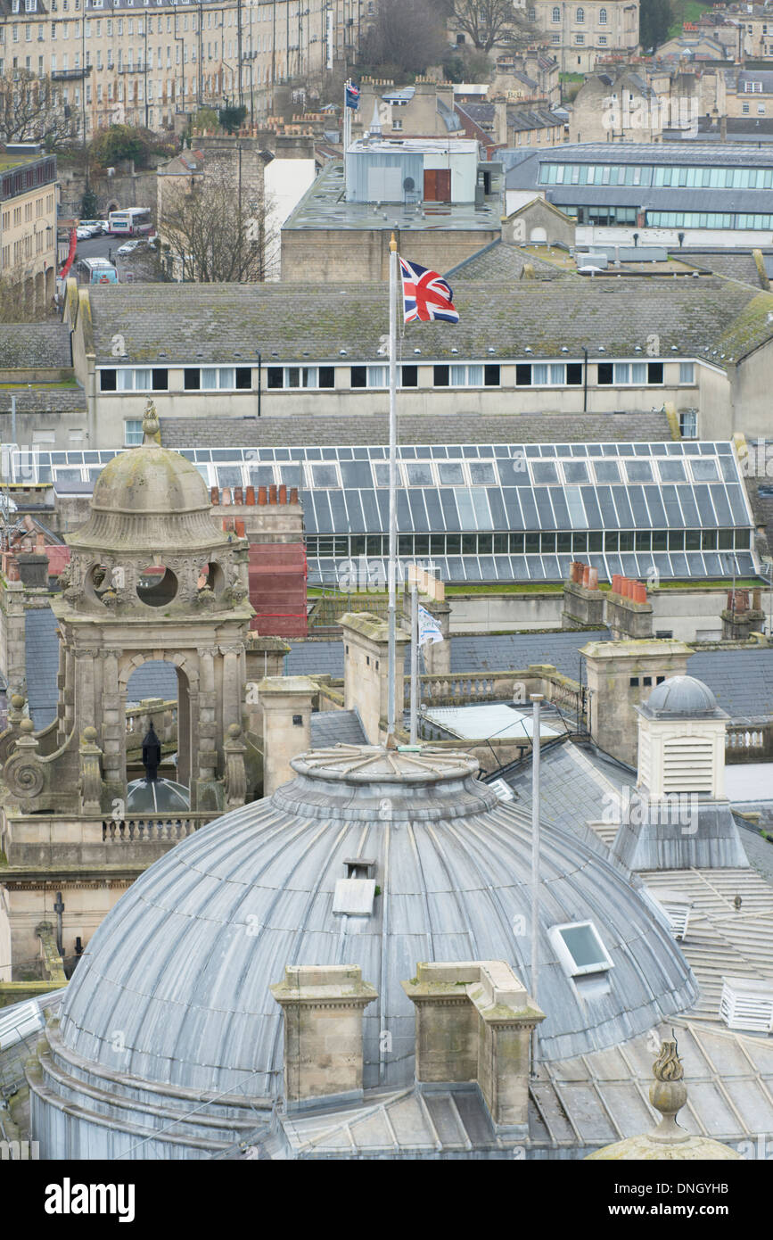 View across Bath roof tops to the High Street in the distance Stock Photo