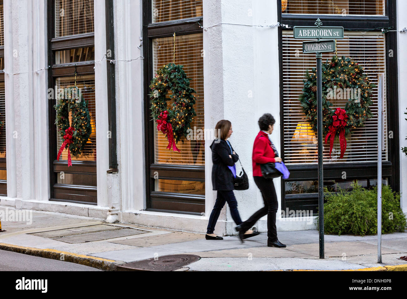 Christmas decorations in historic Savannah, GA Stock Photo Alamy