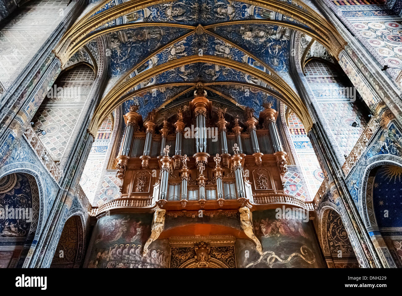 Europe, France, Tarn, Albi. Episcopal city, classified as UNESCO World Heritage. Cathedral Sainte-Cecile. The great organ. Stock Photo