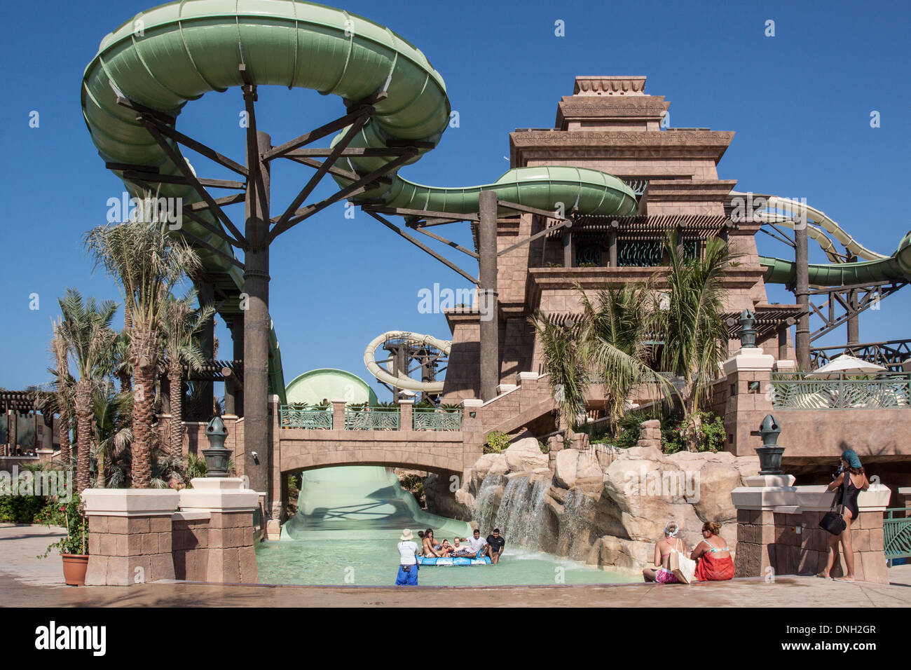 THE ATTRACTION CALLED THE POSEIDON TOWER IN THE AQUAVENTURE WATER PARK, ATLANTIS THE PALM TOURIST COMPLEX, PALM JUMEIRAH, DUBAI, UNITED ARAB EMIRATES, MIDDLE EAST Stock Photo