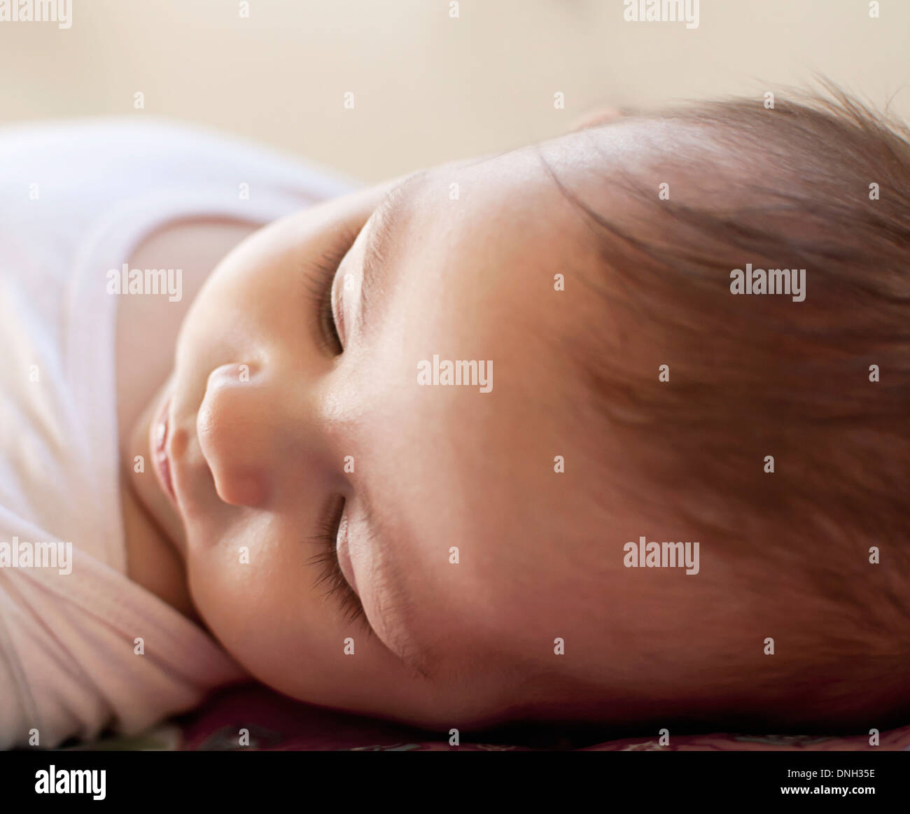 Baby Girl Sleeping Stock Photo