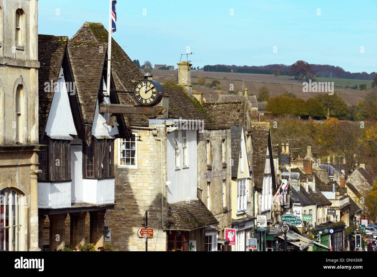 View down the High Street, Burford, Cotswolds, Oxfordshire, England, United Kingdom, UK, Europe Stock Photo
