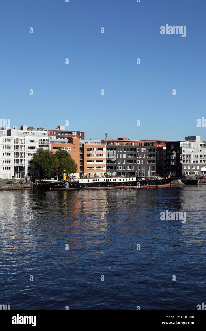 The River Ij by Java Island (Java Island) in Amsterdam, Netherlands. Stock Photo