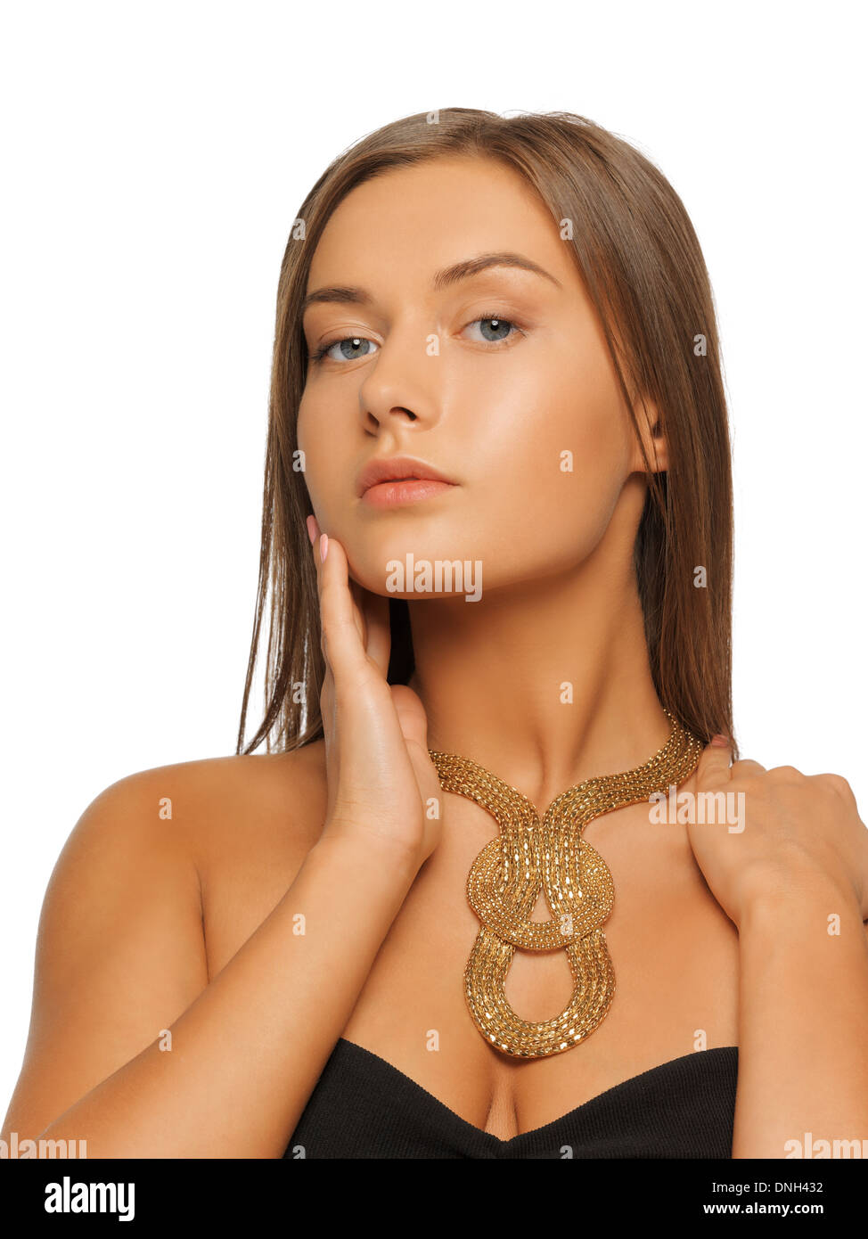 beautiful woman with necklace Stock Photo