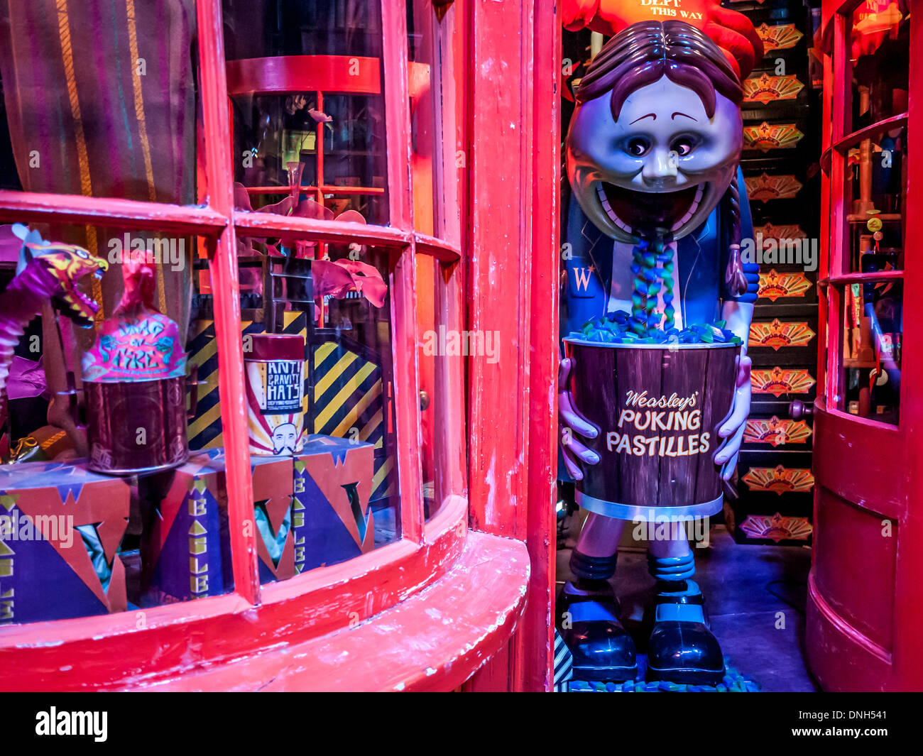 Fred and George Weasley's Weasleys' Wizard Wheezes shop At Warner Bros.  Studio Tour London – The Making of Harry Potter, London Stock Photo - Alamy