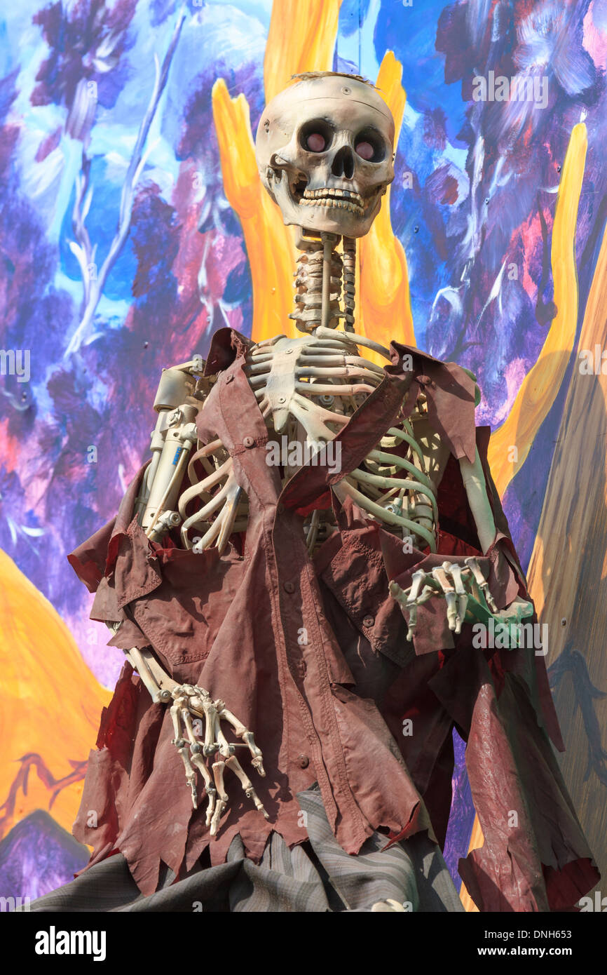 Skeleton at a amusement park ghost train Stock Photo