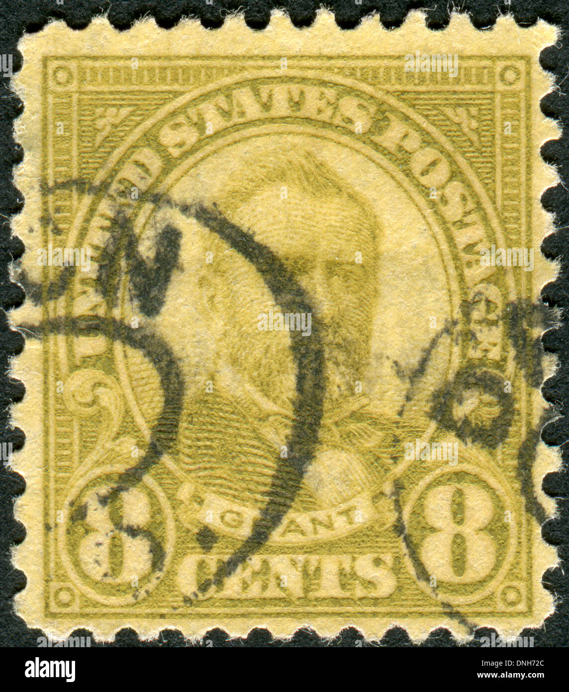 Postage stamp printed in the USA, a portrait of 18th President of the United States, Ulysses S. Grant Stock Photo