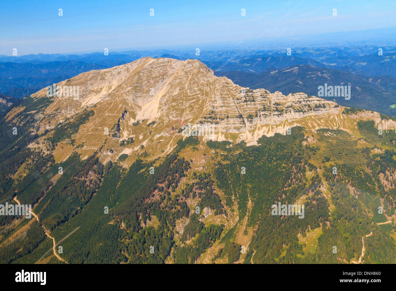 Mountain Range Aerial View, Oetscher Mountain, Lower Austria Stock Photo