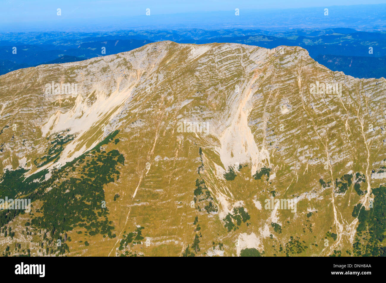 Mountain Range Aerial View, Oetscher Mountain, Lower Austria Stock Photo