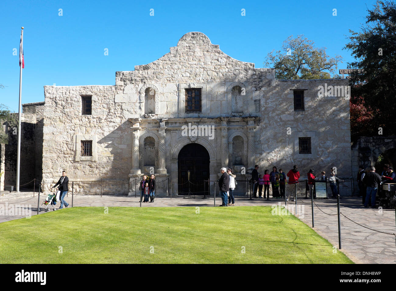 Tourists at the Alamo in San Antonio, Texas Stock Photo